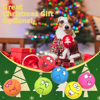 Latex Dog Chewing Squeaky Ball Toy, 6 Counts/Set Multicolor Face Fetch Play Toy for Puppy, Pet Supplies, Dog & Cat Accessories