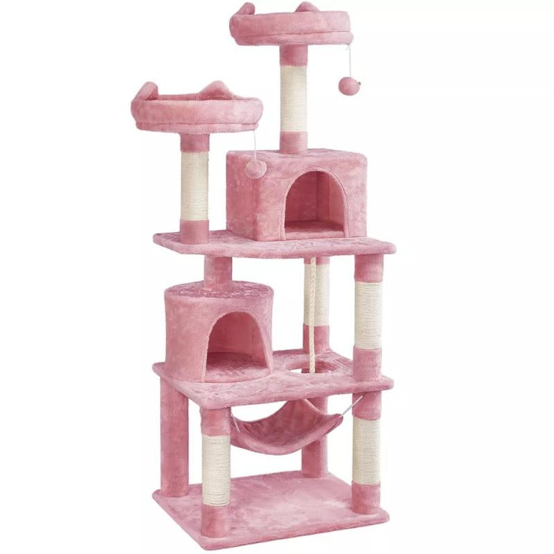 Topeakmart Black 4-Level Large Cat Tree Condo with 2 Perches, 62.2" H