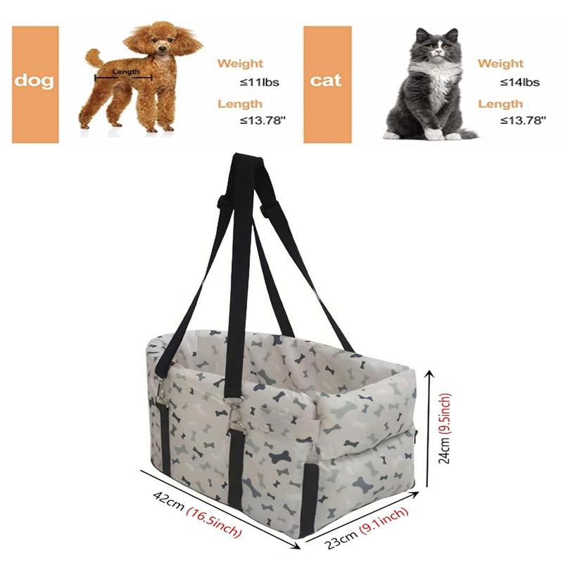 Pet Car Seat Bag, Safety Car Center Console Dog Car Seat, Removable & Washable Cat Car Seat, Comfortable Car Seat Bed, Portable Pet Carrier Bag for Dog & Cat