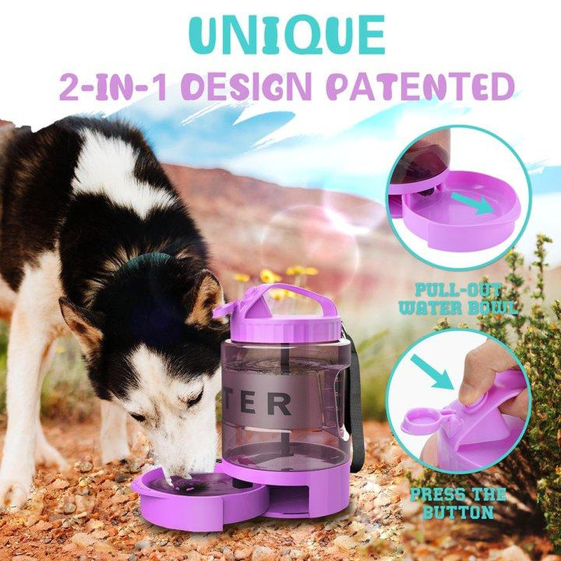 Large Dogs Water Bowl Dispenser, Walking, Camping, Hiking, Portable, Sturdy, 2 in 1 Combo