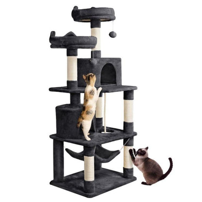 Topeakmart Black 4-Level Large Cat Tree Condo with 2 Perches, 62.2" H