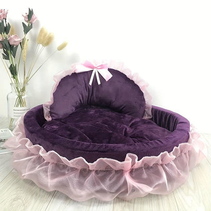 Lace Decor Pet Couch, Washable Soft Plush Pet Sofa Bed, Cute Comfortable Pet Nest for Small Medium Dogs & Cats