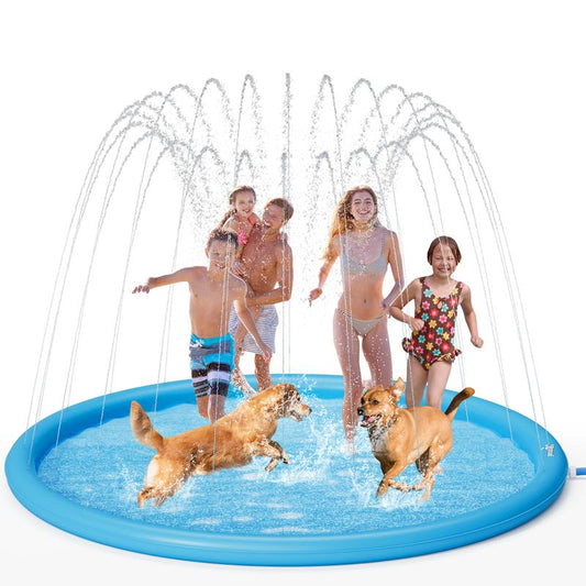 Pecute Splash 118 Inch Pad for Dogs ((Without PVC Pipe) , Dog Splash Pad Pool Mat Thickened, anti Slip Dog Water Toys Sprinkler, Easy to Set up Splash Pads for Summer Outdoor Garden Backyard Outside