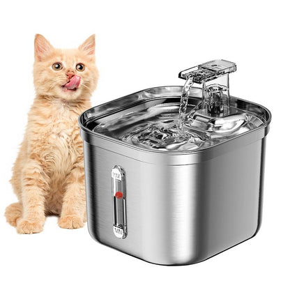 Premium Stainless Steel Cat Water Fountain with Multi-Filter System, No Sputter Design, Compact and Easy to Clean, 2.2L Large Capacity