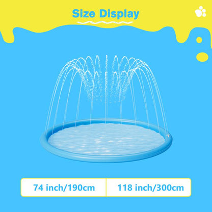 Pecute Splash 118 Inch Pad for Dogs ((Without PVC Pipe) , Dog Splash Pad Pool Mat Thickened, anti Slip Dog Water Toys Sprinkler, Easy to Set up Splash Pads for Summer Outdoor Garden Backyard Outside