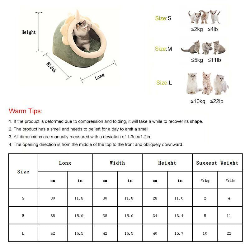 Thermal Cartoon Animal Ear Design Pet Bed - Soft and Cozy Indoor Cat Cave for Daily Use, Comfortable Cat Furniture and Gift Ideas