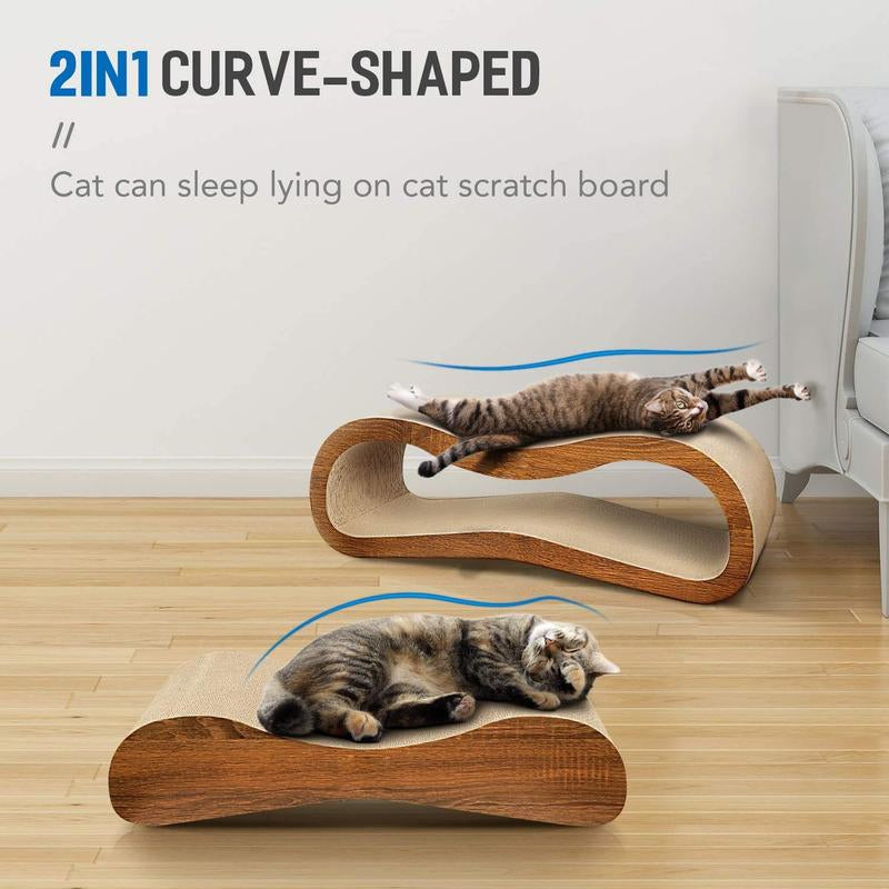 Fluffydream 2-in-1 Cat Scratcher and Lounge Bed with Cardboard Design