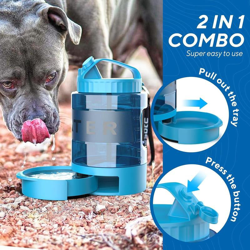 Large Dogs Water Bowl Dispenser, Walking, Camping, Hiking, Portable, Sturdy, 2 in 1 Combo