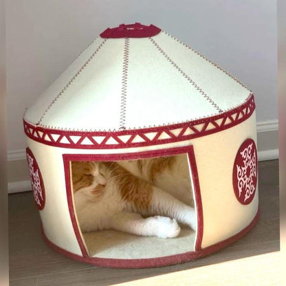 Nomadic Cat Yurts - Cozy Pet Bed for Cats with Traditional Kazakh Design - Soft, Durable & Stylish Cat Cave