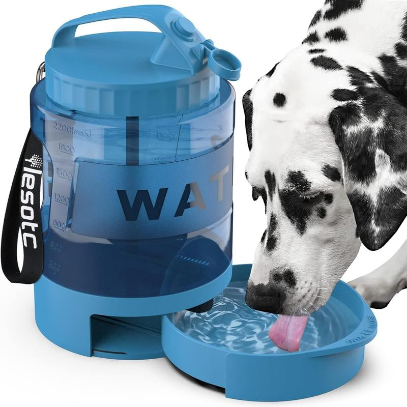 Large Dogs Water Bowl Dispenser, Walking, Camping, Hiking, Portable, Sturdy, 2 in 1 Combo