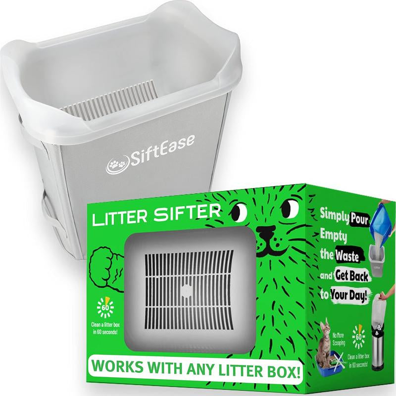 Siftease Litter Box Cleaner - Works with Any Cat Litter Box, Fast Cleaning, Simply Pour into XL Reuse Litter, Scoop, Reduce Waste