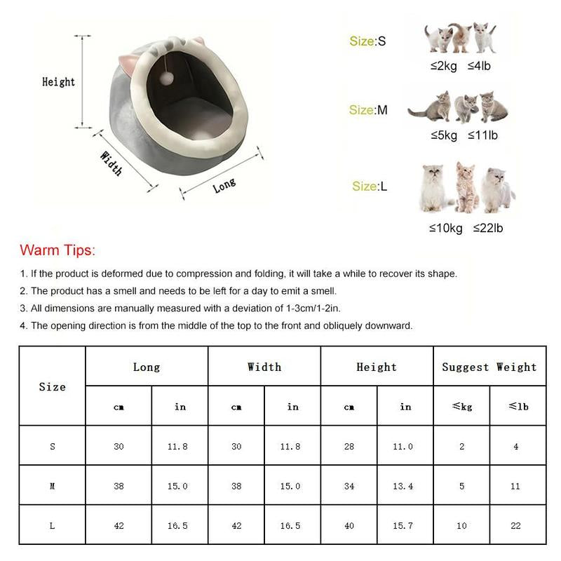 Thermal Cartoon Animal Ear Design Pet Bed - Soft and Cozy Indoor Cat Cave for Daily Use, Comfortable Cat Furniture and Gift Ideas