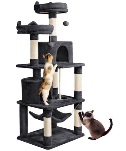 Topeakmart Black 4-Level Large Cat Tree Condo with 2 Perches, 62.2" H