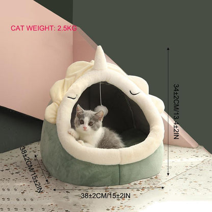 Thermal Cartoon Animal Ear Design Pet Bed - Soft and Cozy Indoor Cat Cave for Daily Use, Comfortable Cat Furniture and Gift Ideas