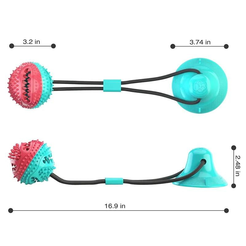 Dog Toys for Aggressive Chewers Interactive Teething Boredom and Stimulating Tug of War Sunction Cup Puzzle Indestructible Puppy Rope Enrichment Teething Cleaning Ball Accessory for Small Large Dogs.