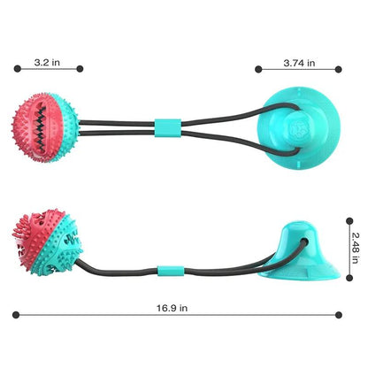 Dog Toys for Aggressive Chewers Interactive Teething Boredom and Stimulating Tug of War Sunction Cup Puzzle Indestructible Puppy Rope Enrichment Teething Cleaning Ball Accessory for Small Large Dogs.