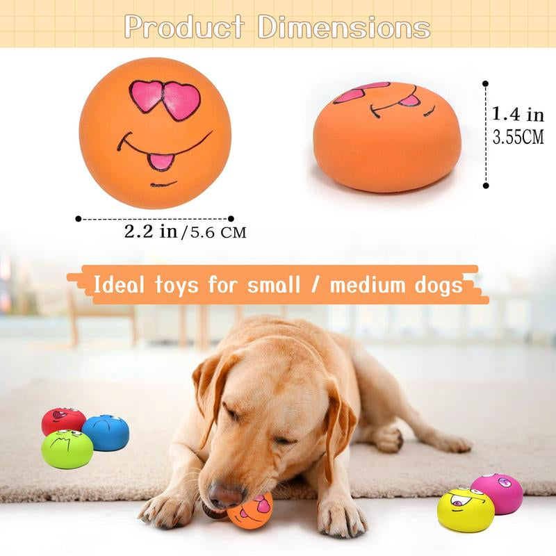 Latex Dog Chewing Squeaky Ball Toy, 6 Counts/Set Multicolor Face Fetch Play Toy for Puppy, Pet Supplies, Dog & Cat Accessories