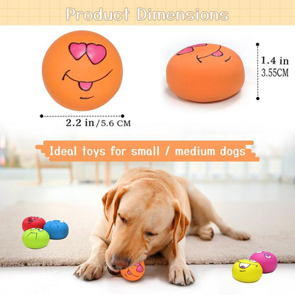 Latex Dog Chewing Squeaky Ball Toy, 6 Counts/Set Multicolor Face Fetch Play Toy for Puppy, Pet Supplies, Dog & Cat Accessories