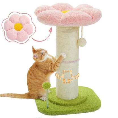 PAWZ Road Flower Cat Tree 47.2-Inch Multi-Level Cat Tower with Sisal Covered Scratching Posts, Condo for Indoor Cats, Perch, Ramp, Fluffy Ball