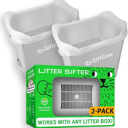 Siftease Litter Box Cleaner - Works with Any Cat Litter Box, Fast Cleaning, Simply Pour into XL Reuse Litter, Scoop, Reduce Waste