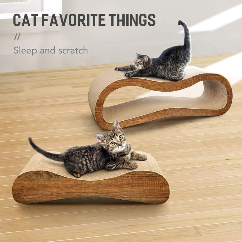 Fluffydream 2-in-1 Cat Scratcher and Lounge Bed with Cardboard Design