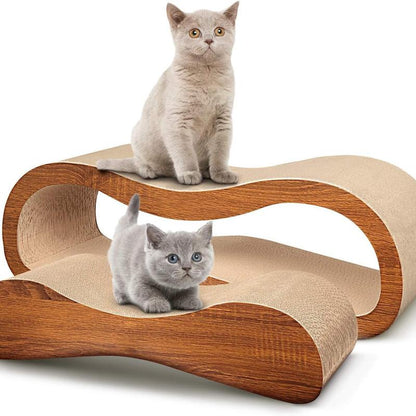 Fluffydream 2-in-1 Cat Scratcher and Lounge Bed with Cardboard Design