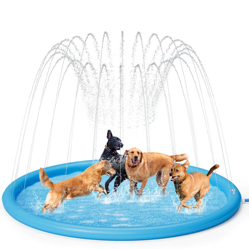 Pecute Splash 118 Inch Pad for Dogs ((Without PVC Pipe) , Dog Splash Pad Pool Mat Thickened, anti Slip Dog Water Toys Sprinkler, Easy to Set up Splash Pads for Summer Outdoor Garden Backyard Outside