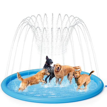 Pecute Splash 118 Inch Pad for Dogs ((Without PVC Pipe) , Dog Splash Pad Pool Mat Thickened, anti Slip Dog Water Toys Sprinkler, Easy to Set up Splash Pads for Summer Outdoor Garden Backyard Outside