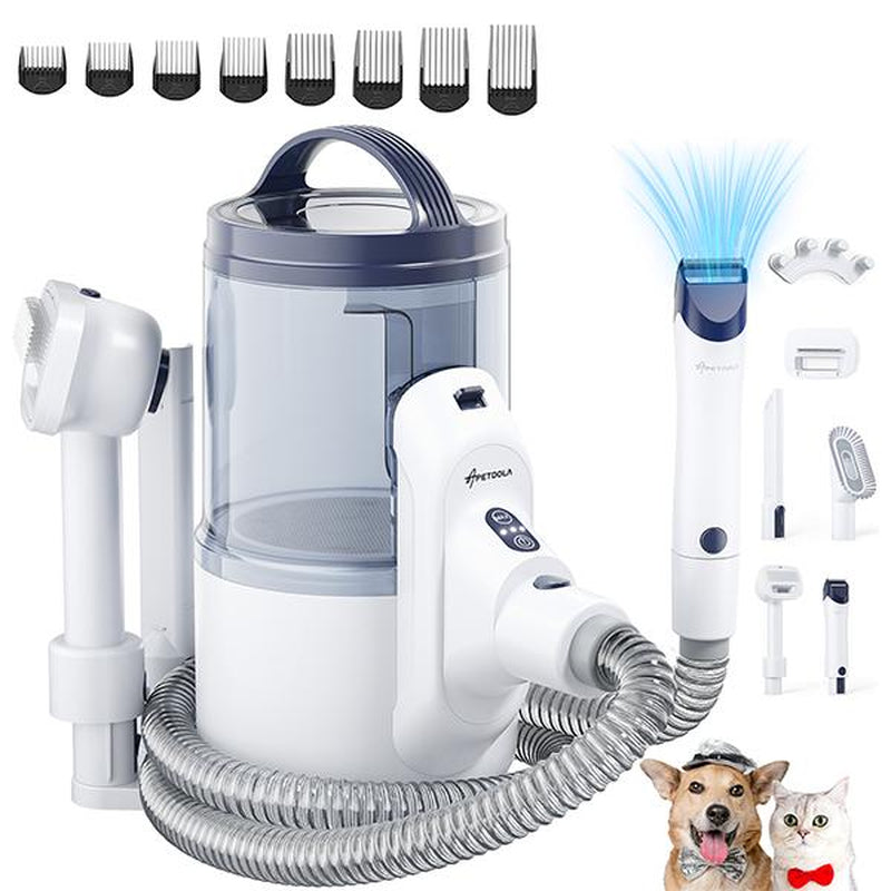 APETDOLA 5-In-1 Pet Grooming Vacuum, Grooming Kit for Shedding with 3.2 L Large Dust Cup,3 Modes of Vacuum Suction to 18Kpa, 8 Guard Combs, Grooming Vacuum for Dogs & Cats at Home