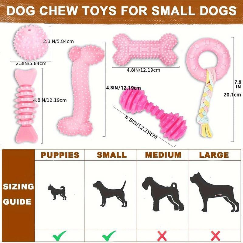 Durable Pet Chew Toy Set, 6 Counts/Set Mixed Style Dog Teeth Cleaning Toy, Interactive Dog Teeth Grinding Toy, Pet Products