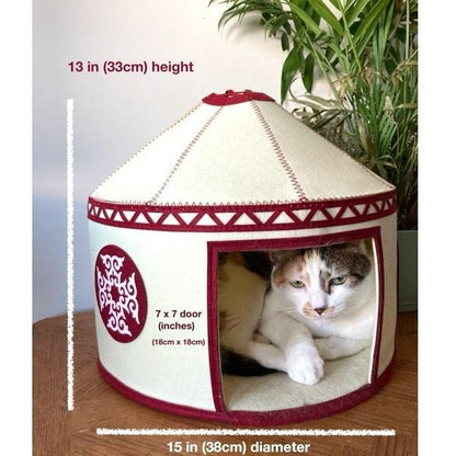 Nomadic Cat Yurts - Cozy Pet Bed for Cats with Traditional Kazakh Design - Soft, Durable & Stylish Cat Cave