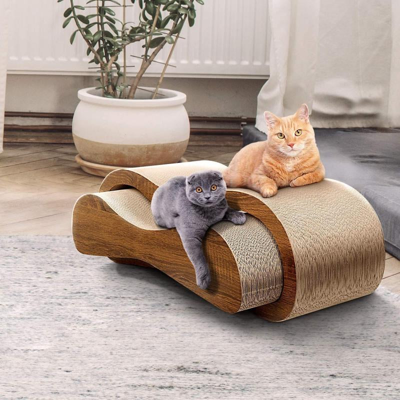 Fluffydream 2-in-1 Cat Scratcher and Lounge Bed with Cardboard Design