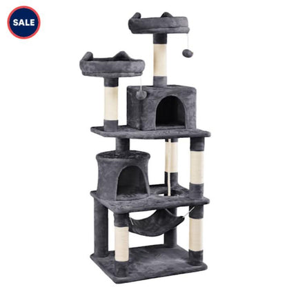 Topeakmart Black 4-Level Large Cat Tree Condo with 2 Perches, 62.2" H