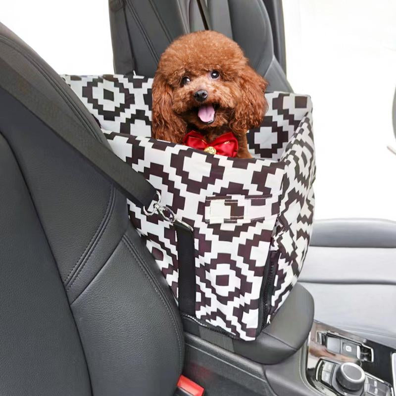 Pet Car Seat Bag, Safety Car Center Console Dog Car Seat, Removable & Washable Cat Car Seat, Comfortable Car Seat Bed, Portable Pet Carrier Bag for Dog & Cat