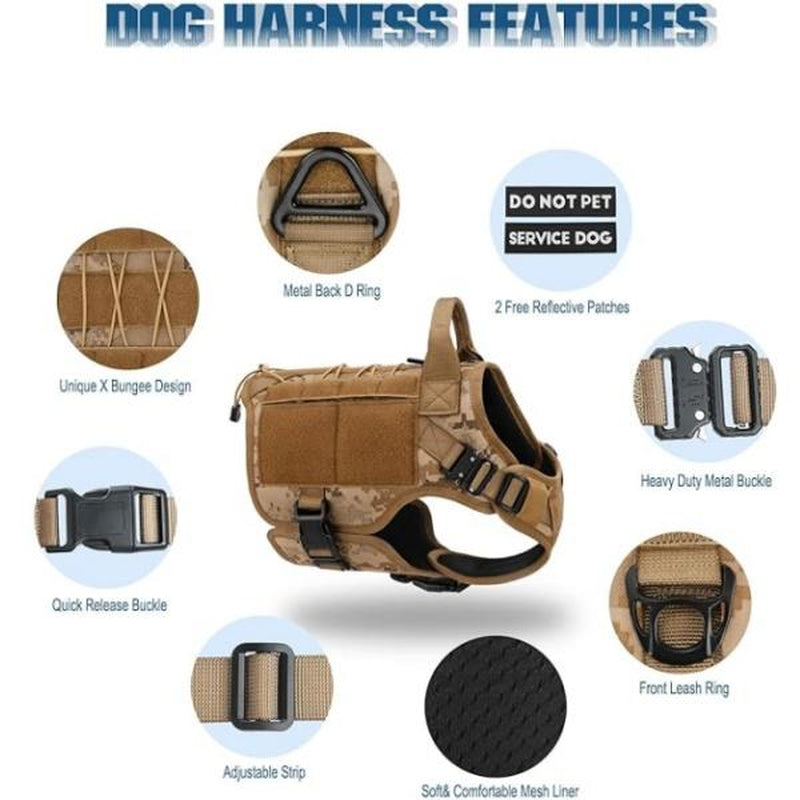 PETNANNY Service Dog Vest No Pull Pet Harness with Handle Full Body Dog Vest for Hiking Training Outdoor Easy Training for Small Medium Large Dogs