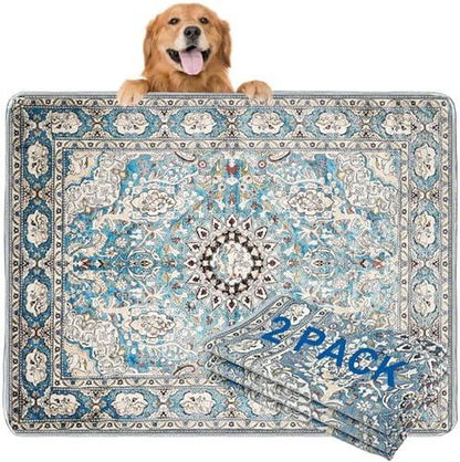 Washable Pee Pads for Dogs, Dog Pee Proof Rug, Reusable Puppy Pads 35.8"X42" Super Absorbent Leakproof Dog Training Pads, 2 Pack Non-Slip Potty Pads for Floor, Crate, Couch (Blue-1)