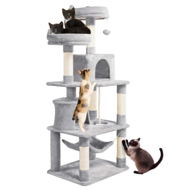 Topeakmart Black 4-Level Large Cat Tree Condo with 2 Perches, 62.2" H