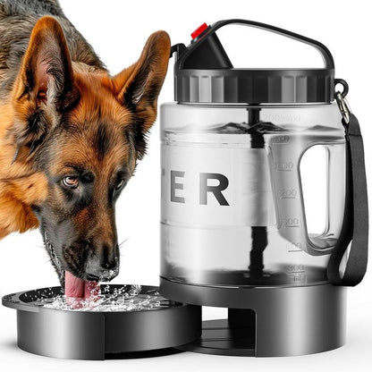 Large Dogs Water Bowl Dispenser, Walking, Camping, Hiking, Portable, Sturdy, 2 in 1 Combo