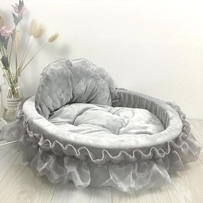 Lace Decor Pet Couch, Washable Soft Plush Pet Sofa Bed, Cute Comfortable Pet Nest for Small Medium Dogs & Cats